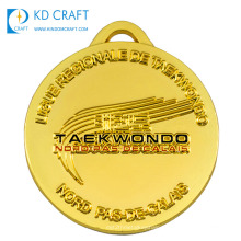Hot selling cheap custom metal stamping shiny gold plated embossed 3d logo enamel sport taekwondo medal